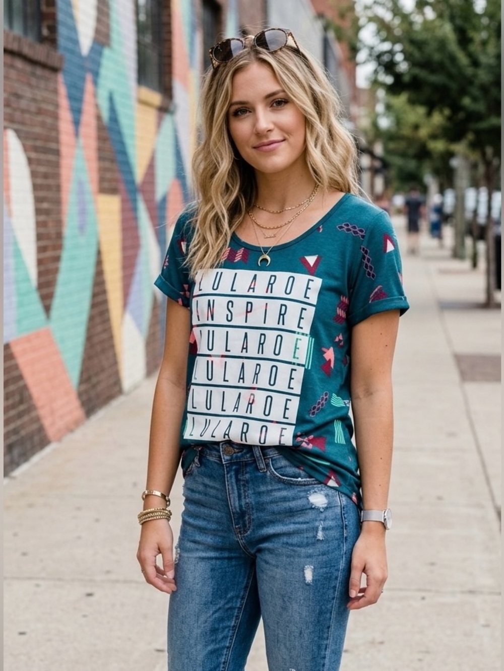NEW Lularoe women Teal Tunic Top High Low T-Shirt size L Large Casual Travel